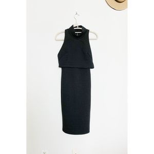 Bar III Black Mock Turtleneck Fitted Dress, XS
